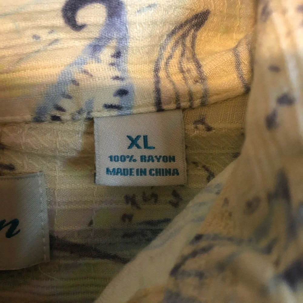 Caribbean rare spring beachy breezey button down 100% rayon shirt - Picture 8 of 8